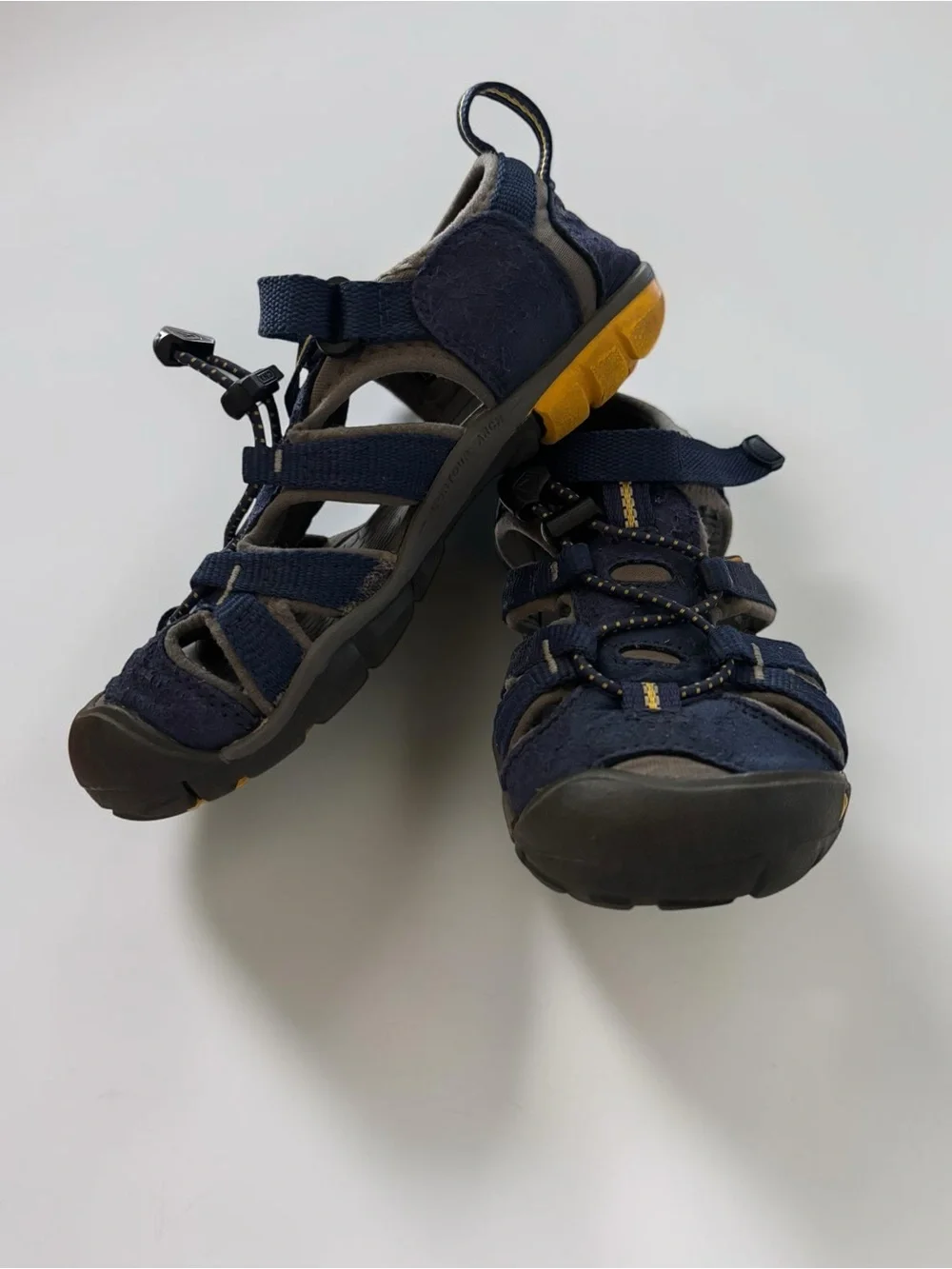 KEEN Kids Newport H2 Navy Blue Yellow Waterproof Sport Sandals Size 13